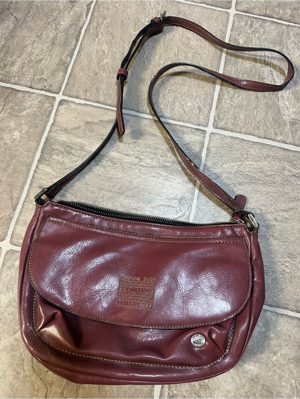 Vintage Fortune Duck Burgundy Leather Shoulder Bag